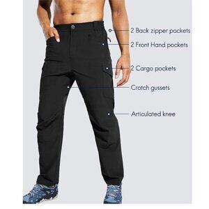 Hiking Cargo Outdoor Stretch Nylon Travel Pants with 6 Pockets, Lightweight
